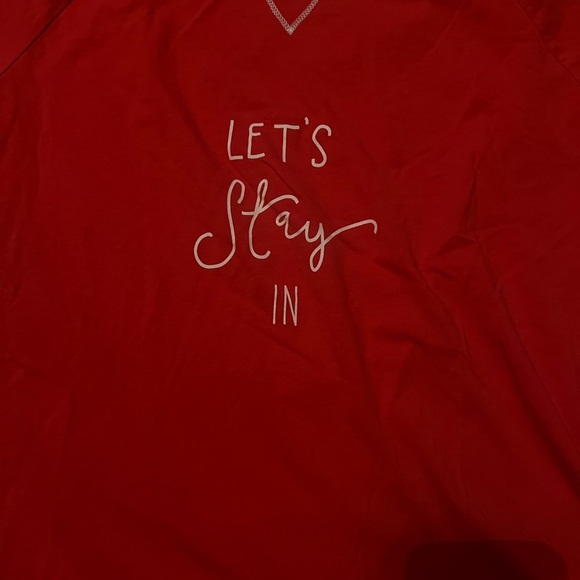 Red Long Sleeve Shirt with Graphic Text - Picture 2 of 3